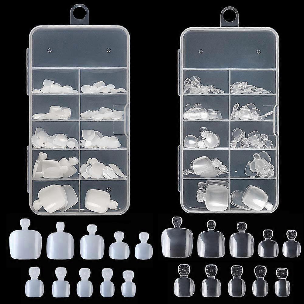 200pcs Clear False Toenail Tips Set, Full Cover Artificial Toenails for Pedicure, 10 Sizes