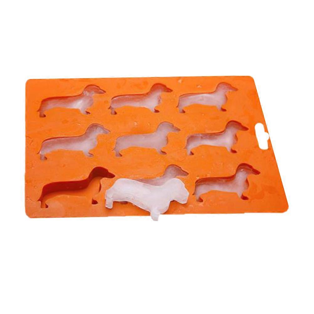 Creative Dog Pattern Silicone Ice Cube Mold for Baking Use 9 Grids Tray Orange