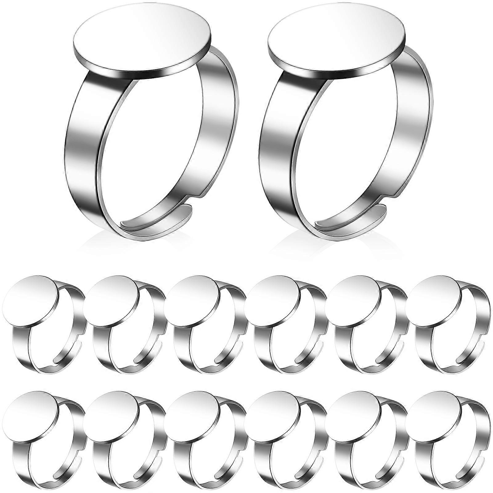 Adjustable Stainless Steel Finger Rings Base for 20Pcs Ring Settings DIY Projects
