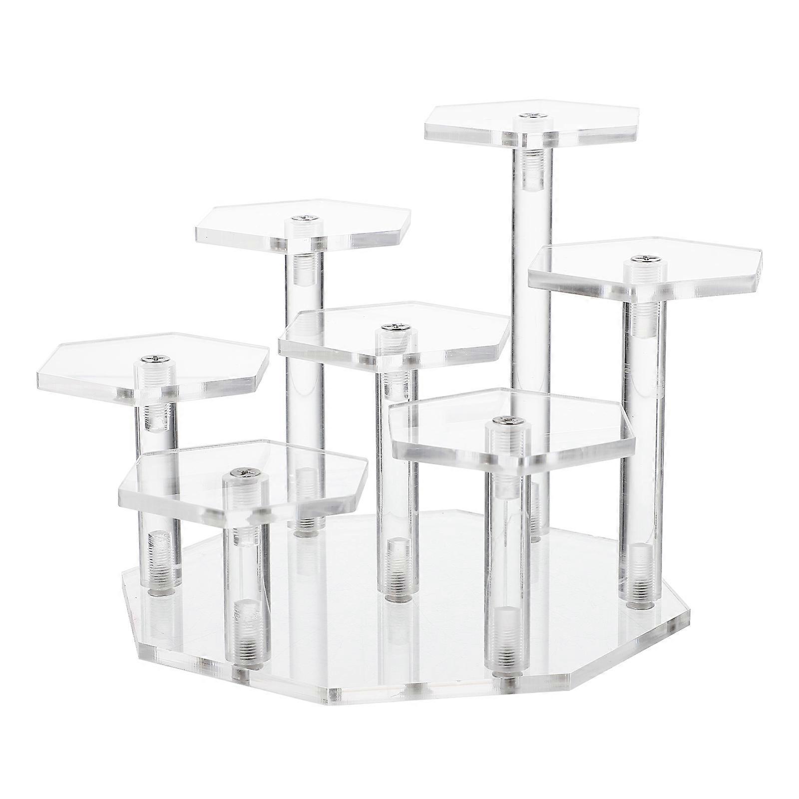 Figures Rack Acrylic Display Multi-Layer Stand for Home 5Pcs Transparent