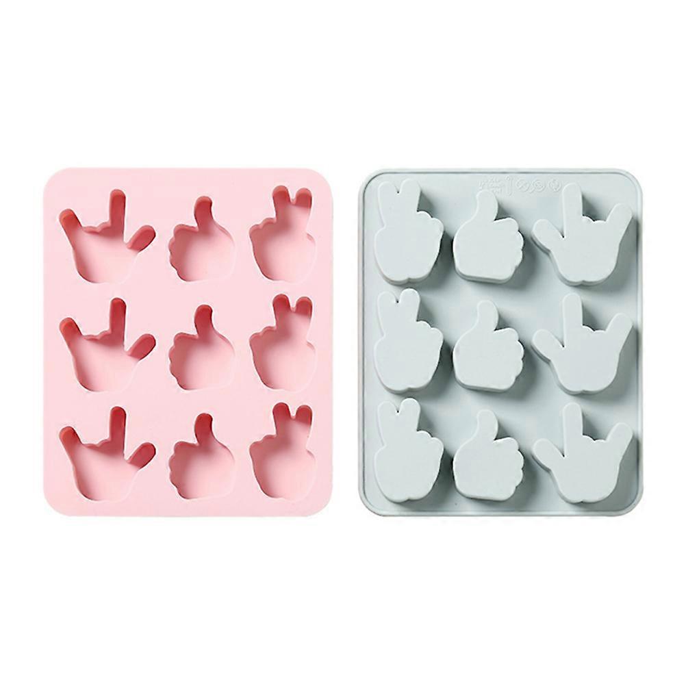 Gesture Pattern Silicone Mold Baking Gadget Non-stick Easy Demoulding Tool for Home Baking Enthusiasts Blue 2Pcs