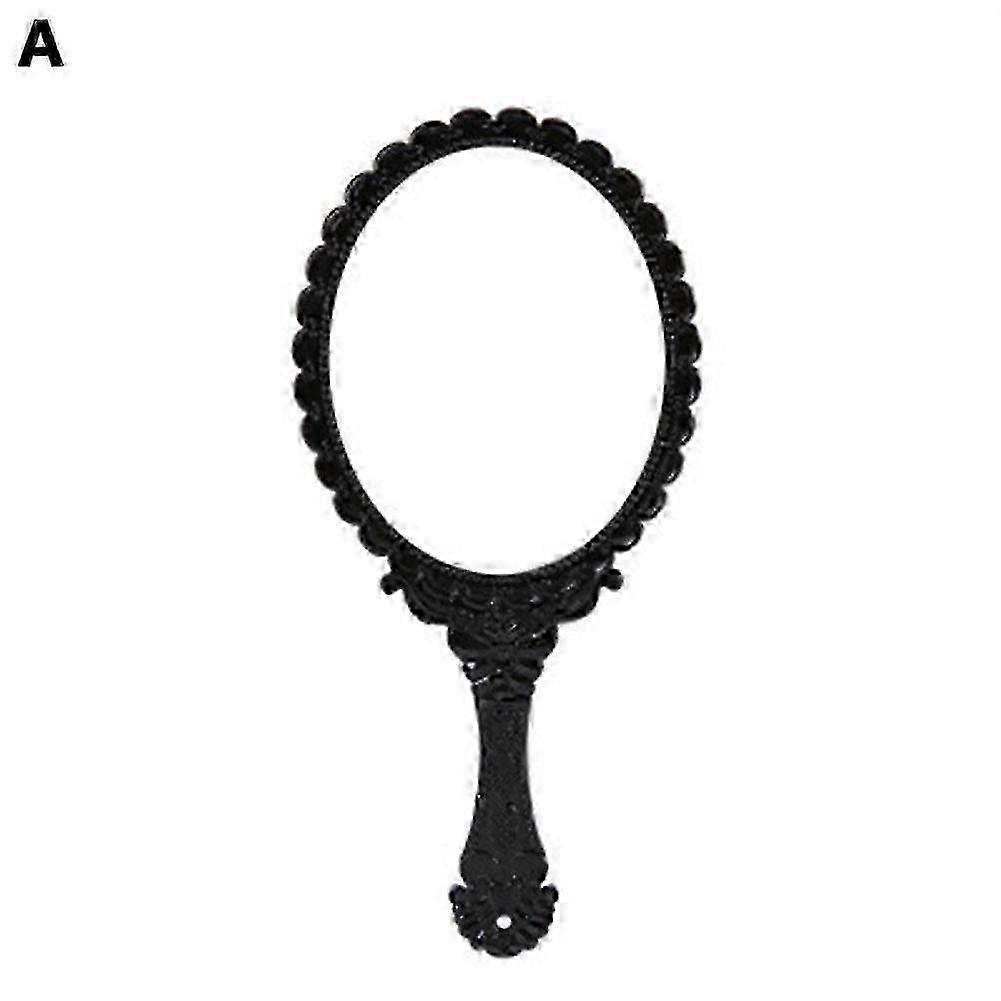 Vintage Round Handheld Makeup Vanity Folding Compact Mirror with Handle