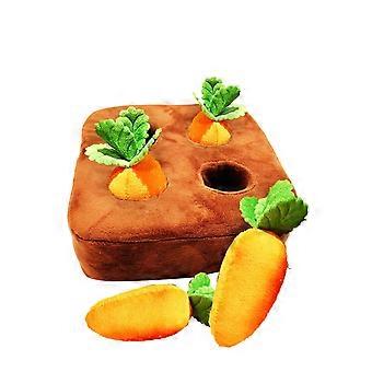 Wortelhondenspeelgoed - Wortelsnuffelmat voor honden, interactief pluche puzzelspeelgoed voor honden, 2-in-1 voerspelletjes zonder neuswerk voor huisdieren, stressverlichting met 4 wortels