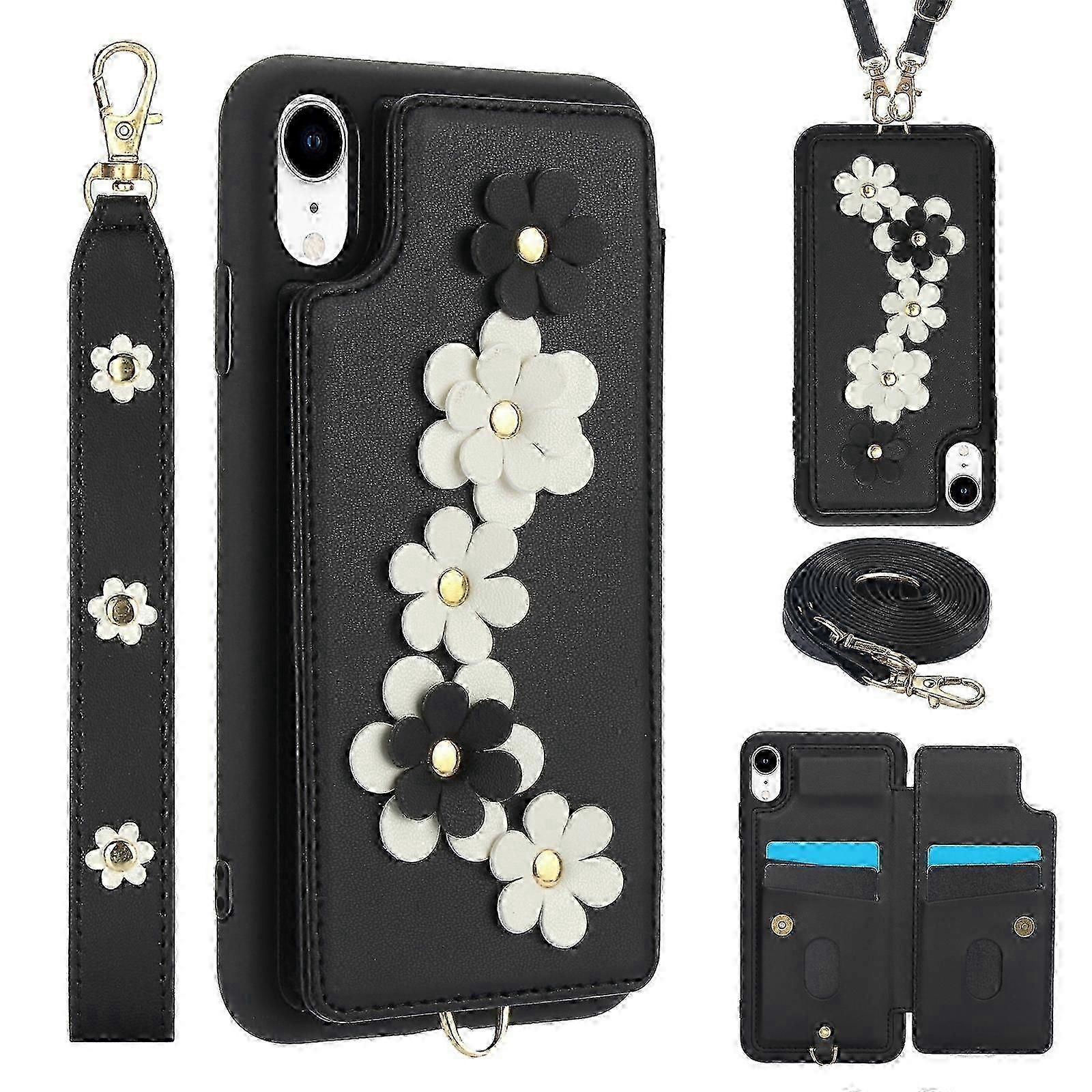 Crossbody Flower Pattern Leather Phone Case