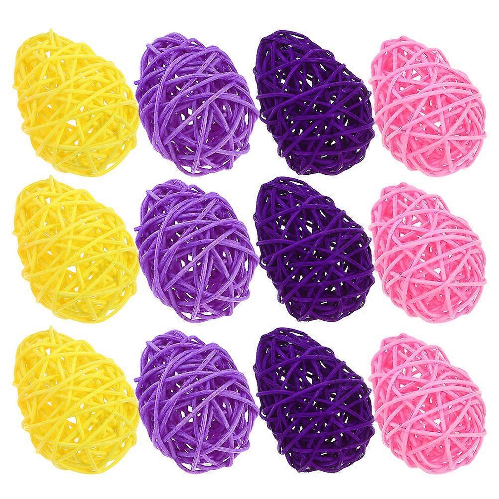 Easter Egg Shape Wicker Balls for Decoration 36Pcs Assorted Color
