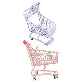 Shopping Cart Small Decorative Toy for Display 2Pcs Assorted Colors