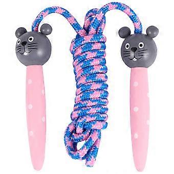 Kids Skipping Rope Wooden Handle for Exercising 2Pcs Pink Cartoon Version