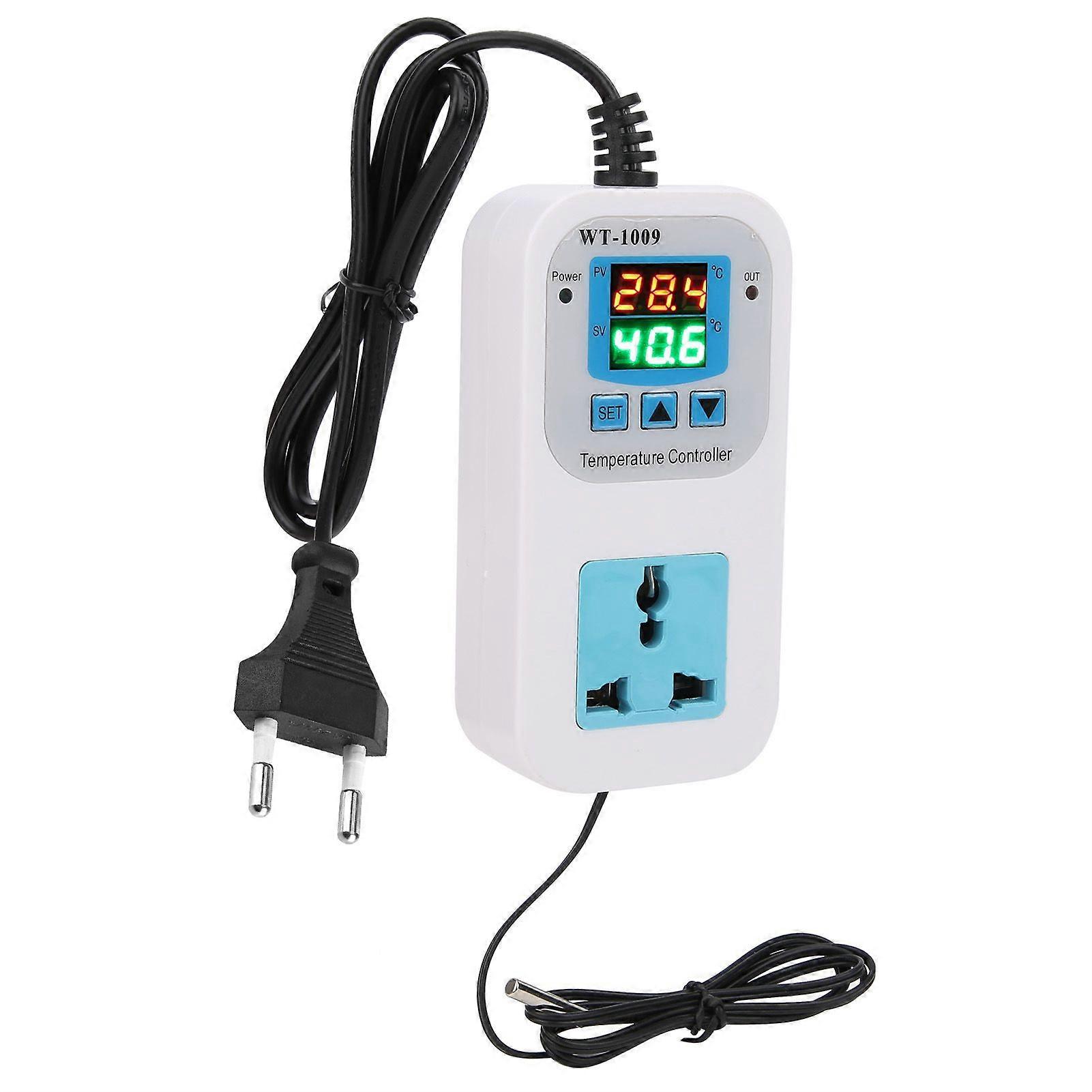 Temperature Controller Digital Dual Display Electronic Control Socket 10A WT?1009 110?220VEU Plug