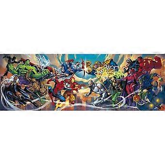 Puzzle compact 1000 pièces Panorama : Marvel, Héros contre Méchants
