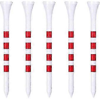 Natural Hardwood Golf Tees, 70mm, Red with Stripe, Low-Friction Tip, Pack of 100