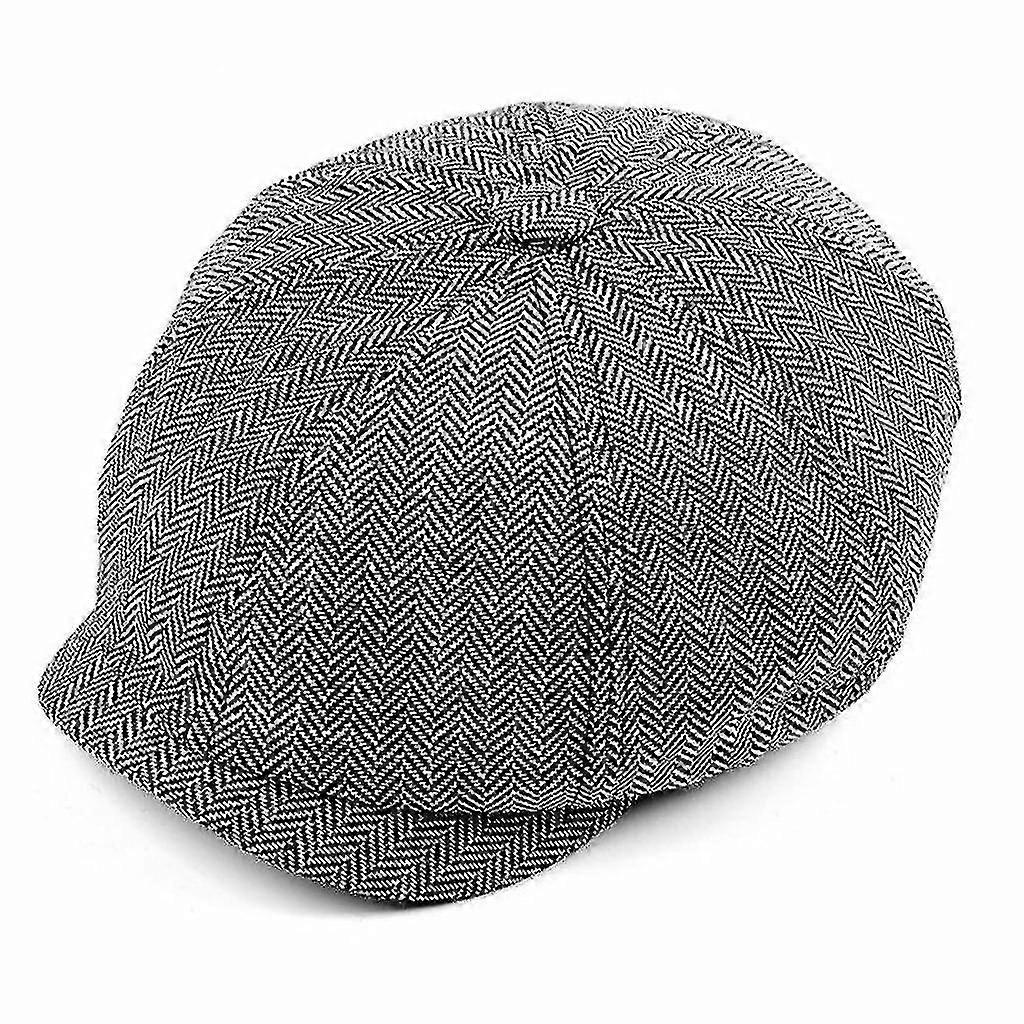 Men's Plaid Herringbone Hat Beret Flat Cap Flat Cap
