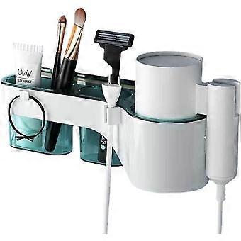 Hair dryer holder, hair dryer holder, wall-mounted hair dryer holder without drilling, without nails, without damage for hotel, bathroom-Blue