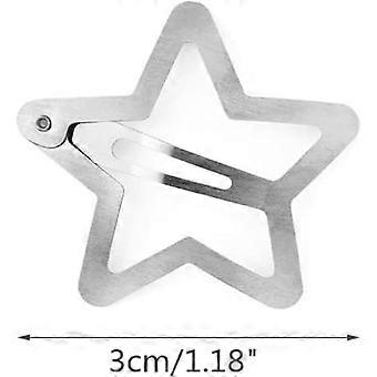 Star Hair Clips - 24 Pcs Hollow Star Hair Clips, Non-slip Metal Snap Barrettes, Silver Star Snap Hair Clips