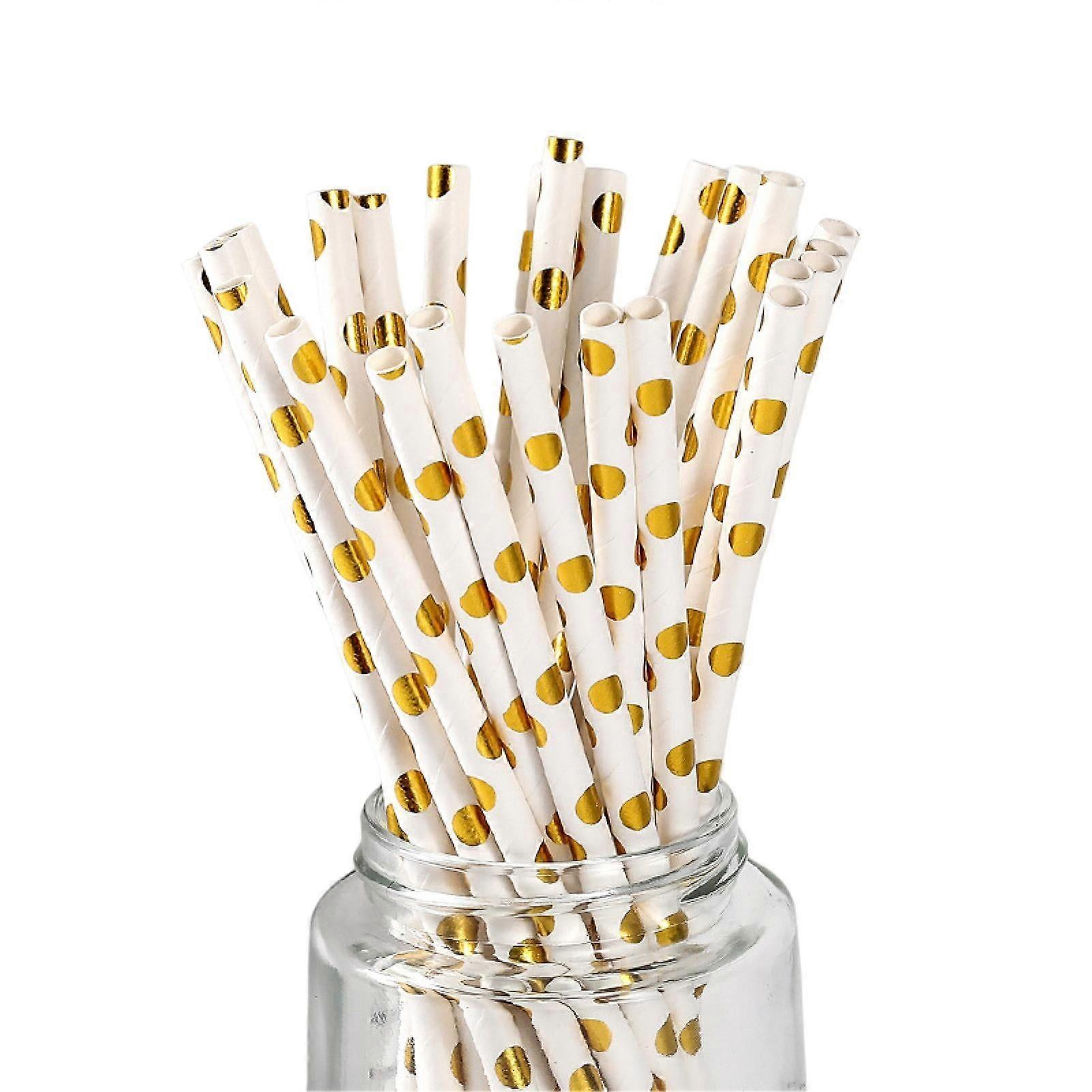 25Pcs/Set Straw Disposable Solid Straight Lightweight Round Drinking Dots