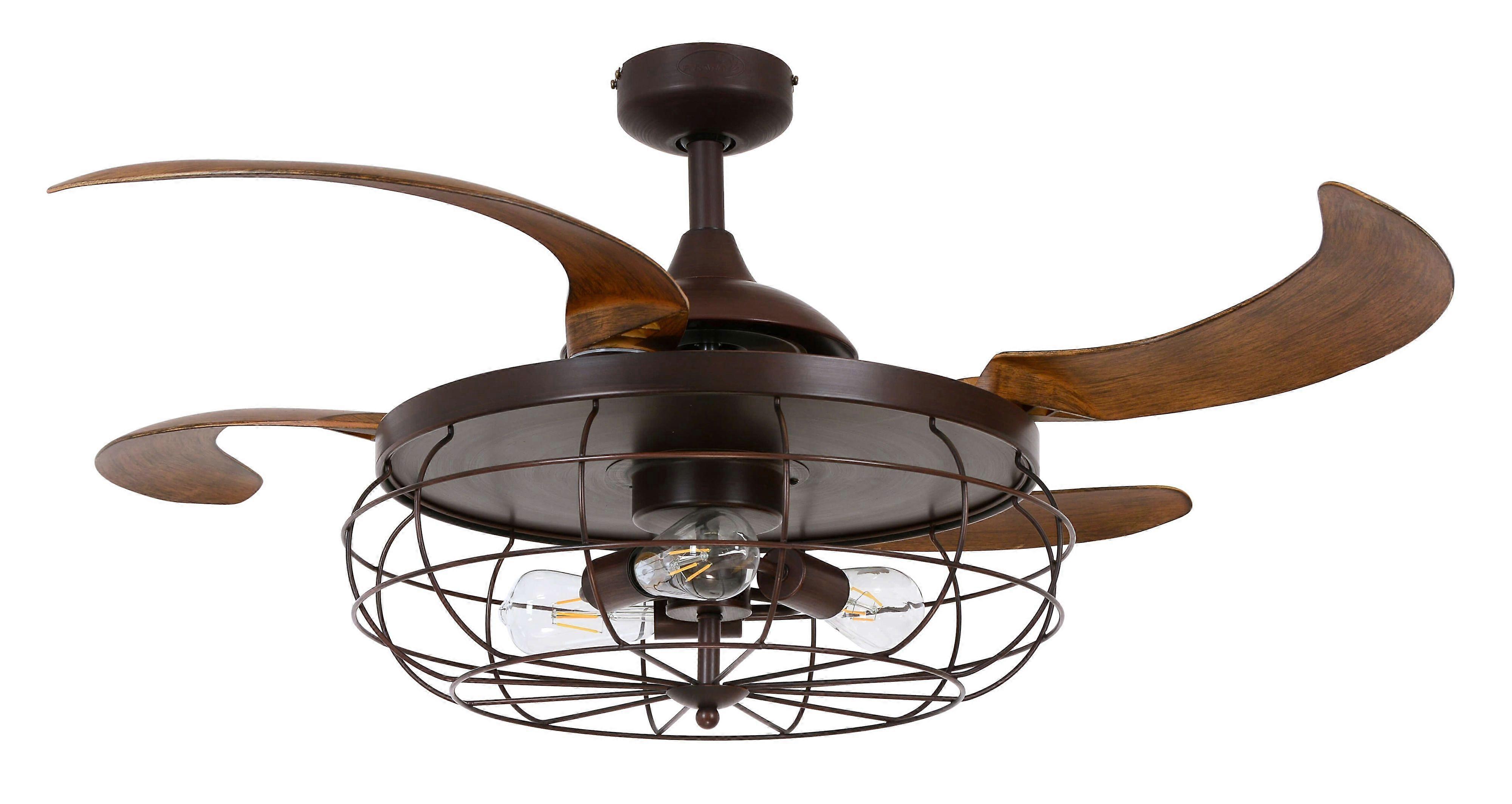 Retractable ceiling fan Industri Bronze with lights