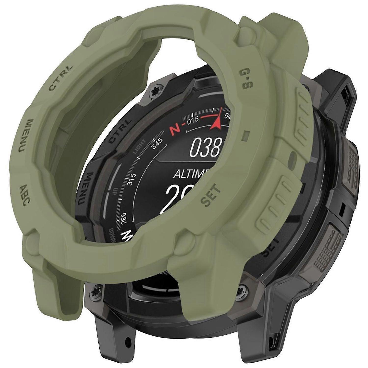 For Garmin Instinct 3 AMOLED / Solar 45mm Plastic Protective Case Cover Green