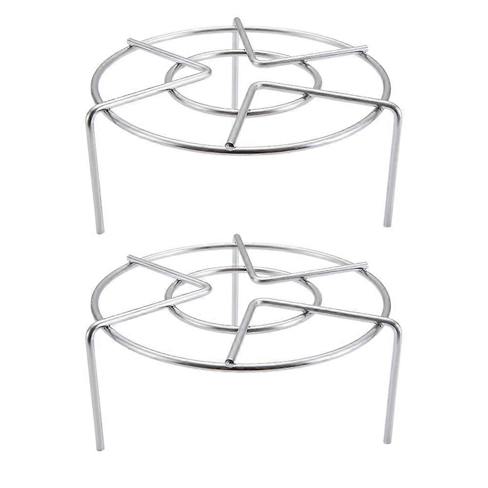 2pcs Kitchen Food Steamer Rack Multi-functional Steaming Shelf Kitchen Tool Silver