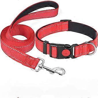 Collare riflettente per cani per gatti, morbido collare imbottito in nylon traspirante in neoprene regolabile per gatti cani, rosso, s