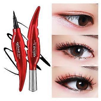 Feather eyeliner, een koele, zwarte, gepigmenteerde, gladde vloeibare eyeliner, ideaal voor beginners.