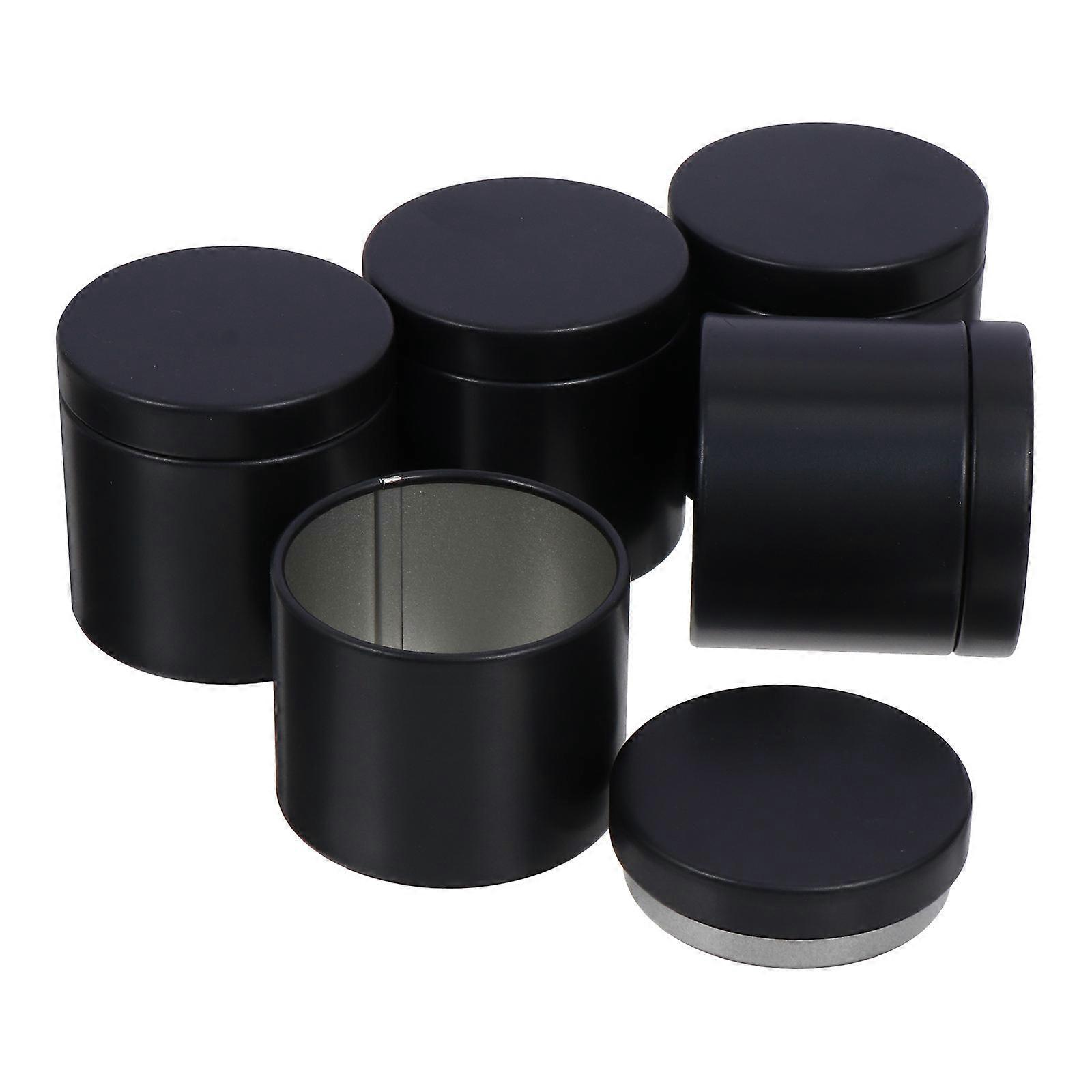 Black Tea Jar Tinplate Small Containers for Storage 5Pcs Set