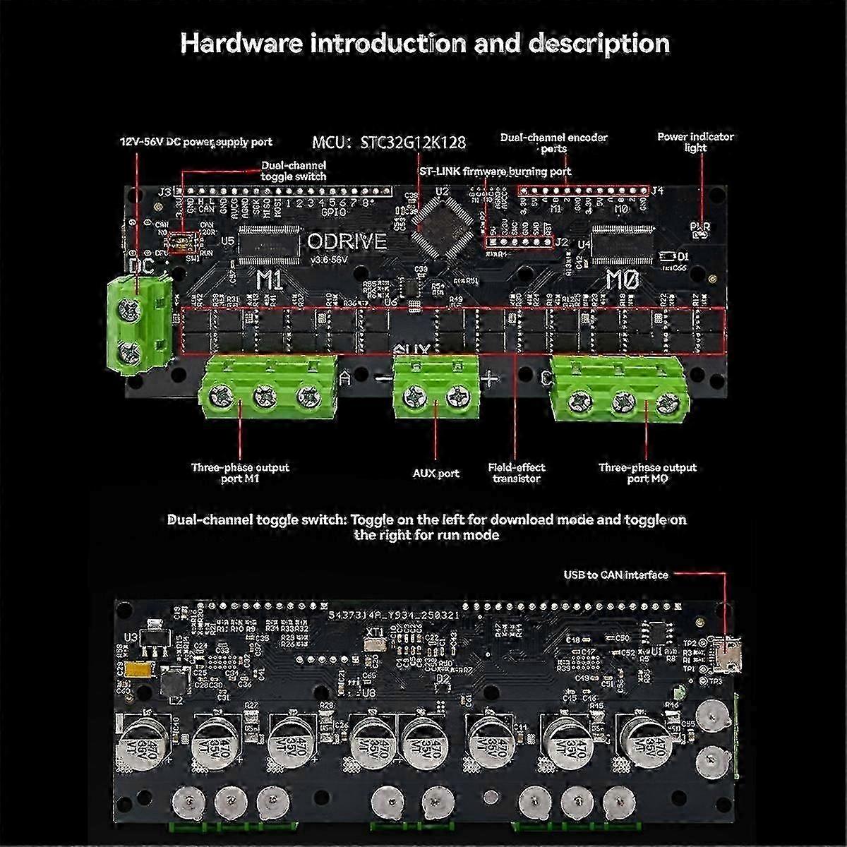 ODrive3.6 56V FOC-BLDC Servo Dual Motor Controller