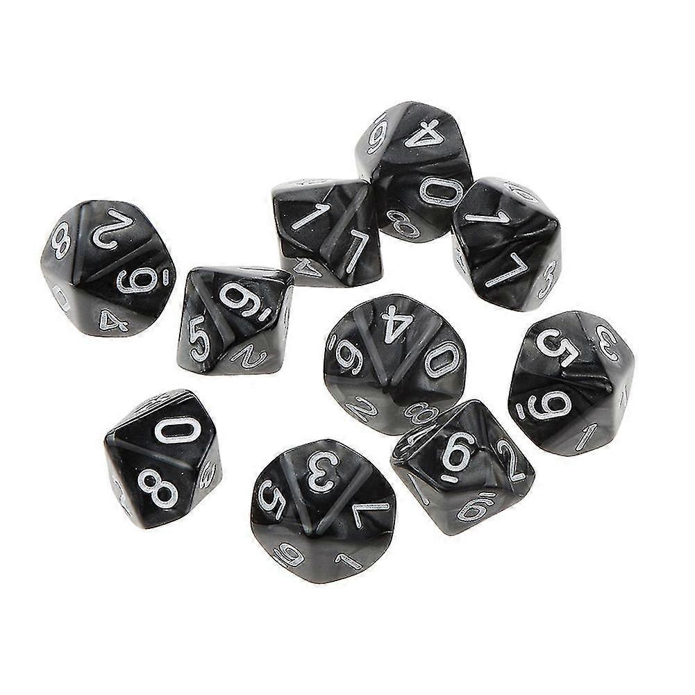 10Pcs Multi-sided Solid Color TRPG Game D10 Polyhedral Dice Set