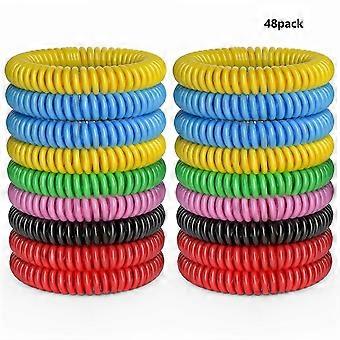 48PCS Mosquito Repellent Wrist Bands Multi-Color Blue Yellow Green Pink Black Red