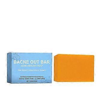 Bacne Out Bar, Acne Healing Soap with Turmeric Vitamin C & Alpha Arbutin, Natural Exfoliating Cleanser for Face & Body All Skin Types - B