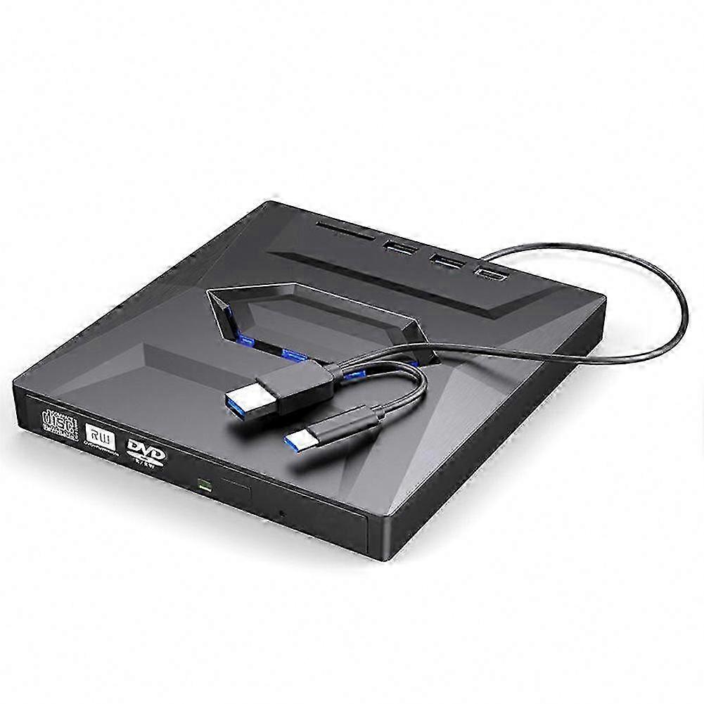 USB 3.0 External Mobile CD DVD Burner Drive, 24X Multi-Function CD-RW Writer with SD Card & U Disk Reader