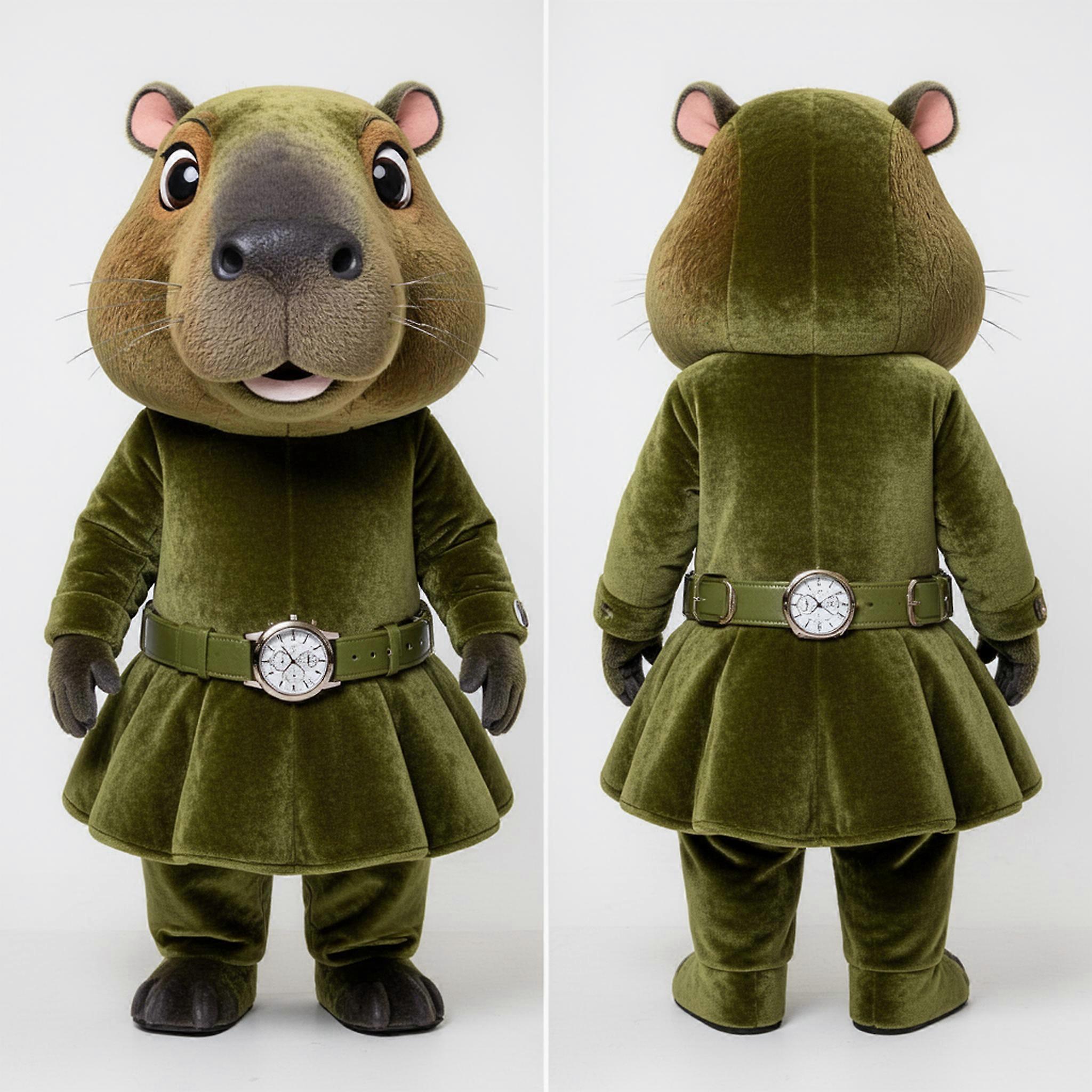 MASTICOT Olive Green Velvety Capybara Mascot