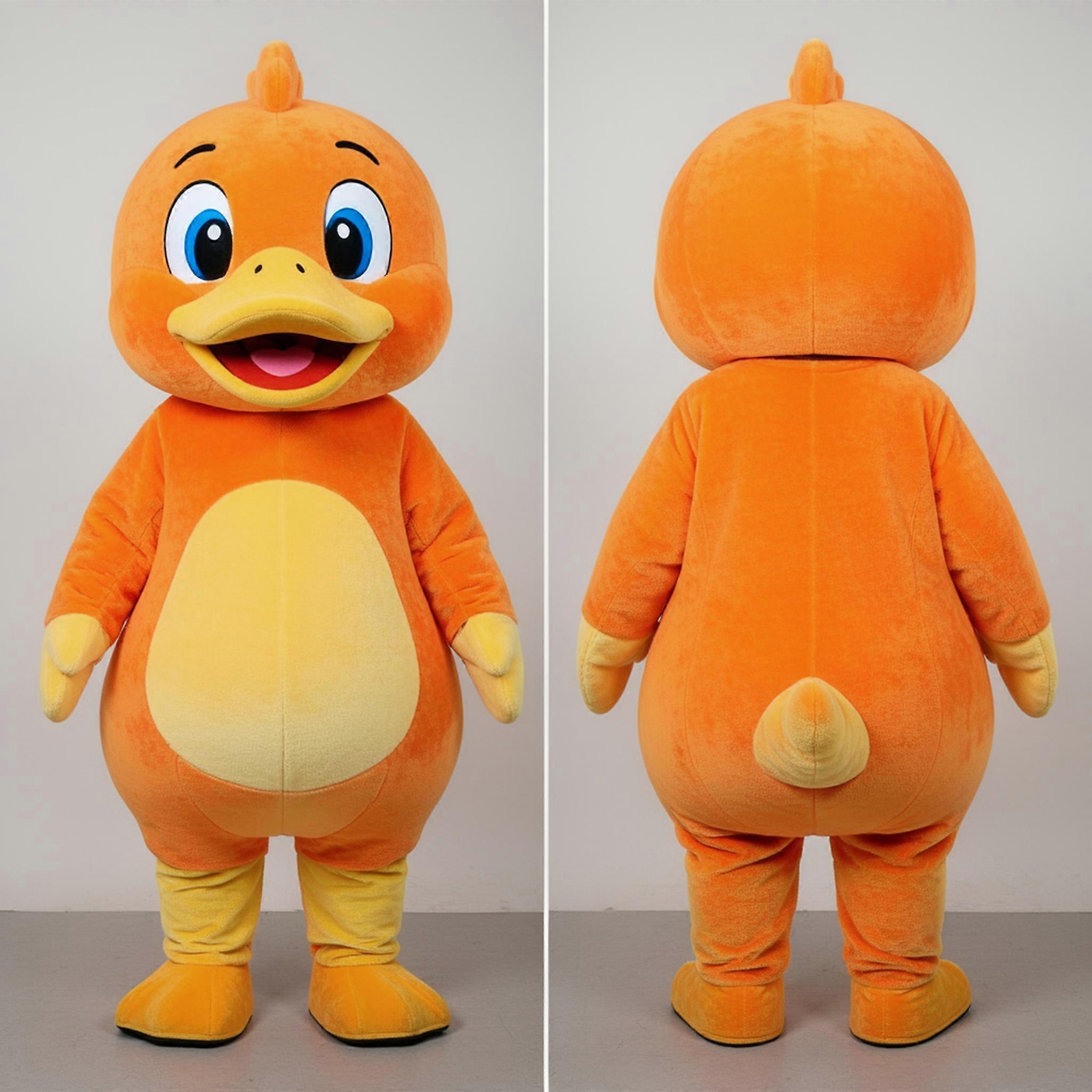 MASTICOT Orange Fluffy Duck Mascot