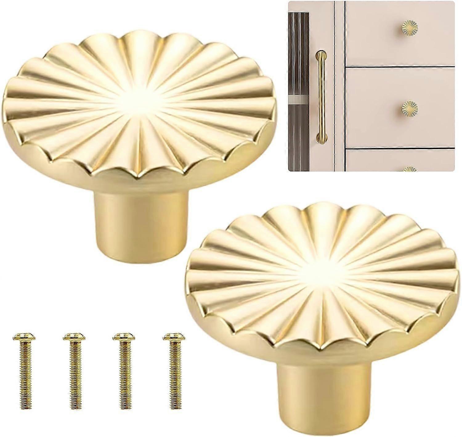 2 Pack Gold Cabinet Knobs Brushed Gold Knobs Doors Handles