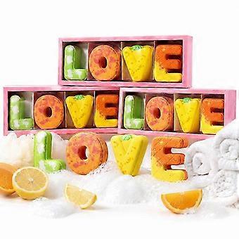 LOVE-förmige Badebomben (4er-Pack), fruchtig duftende Schaumbäder, entspannende Spa-Badekugeln, Valentinstags-Verwöhnset für Frauen