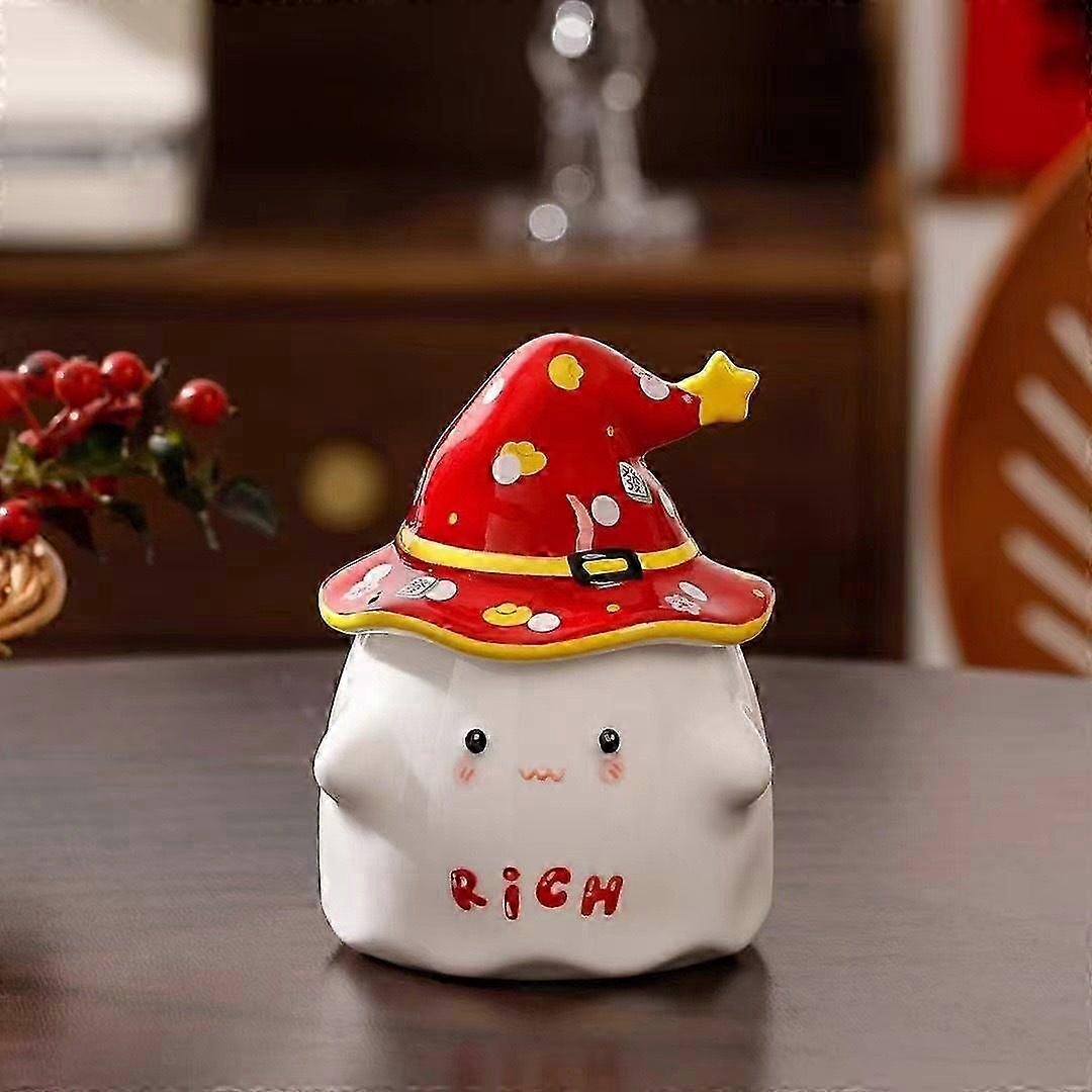 Ceramic Halloween Ghost Mug with Witch Hat Lid Gift Cup