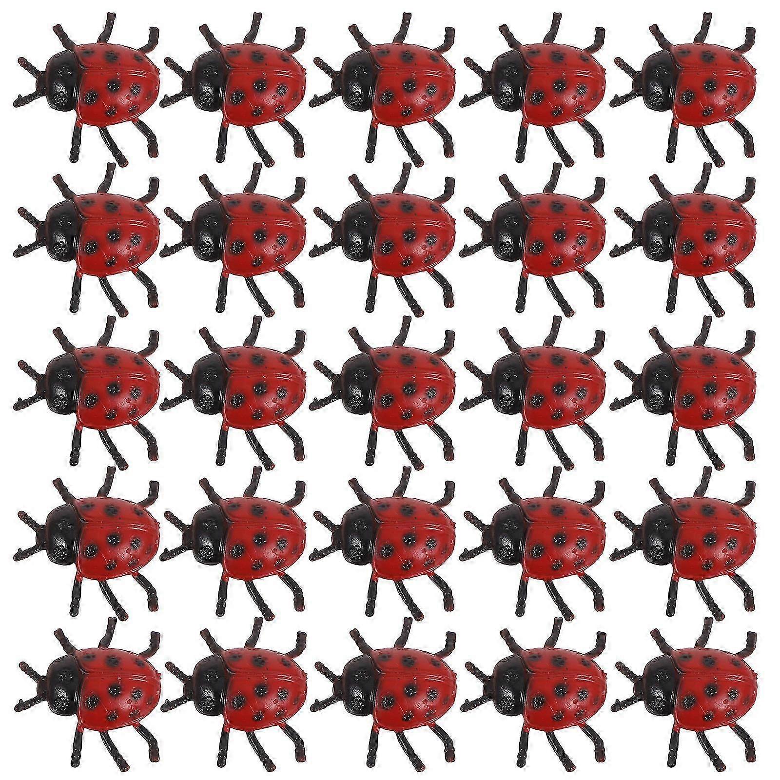 Halloween Pranks 100Pcs Simulation Ladybug PVC Tricky Toy