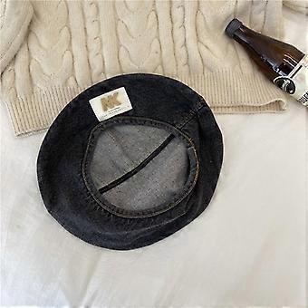 Ny retro jeansbasker för kvinnor, vår och höst, tvättad mångsidig knopphatt, modemålarhatt, retro åttkantig hatt