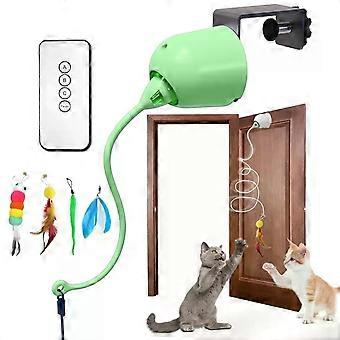 Jouet pour chat à suspendre à la porte, avec corde élastique et plume, jouet interactif automatique pour chats d'intérieur