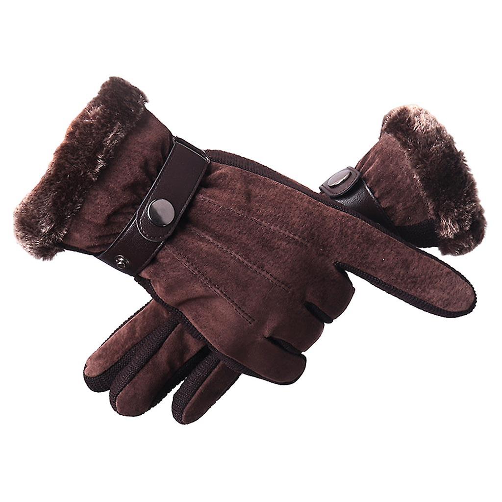Windproof Snow Gloves Adjustable Heat Keep Driving Cycling Men  A 7DBrown