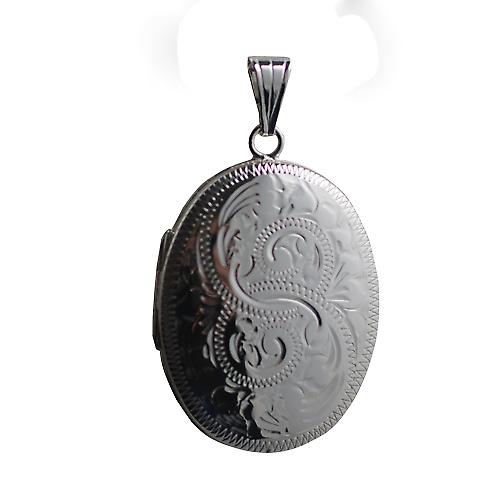 Silver 35x26mm oval hand engraved Locket