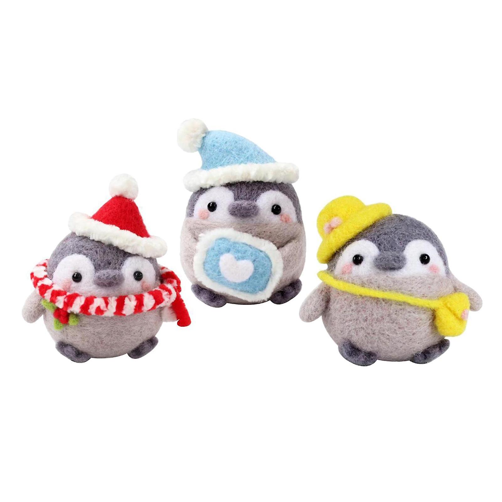 3PCS Penguin Needle Felting Kit for Beginners with English Instruction