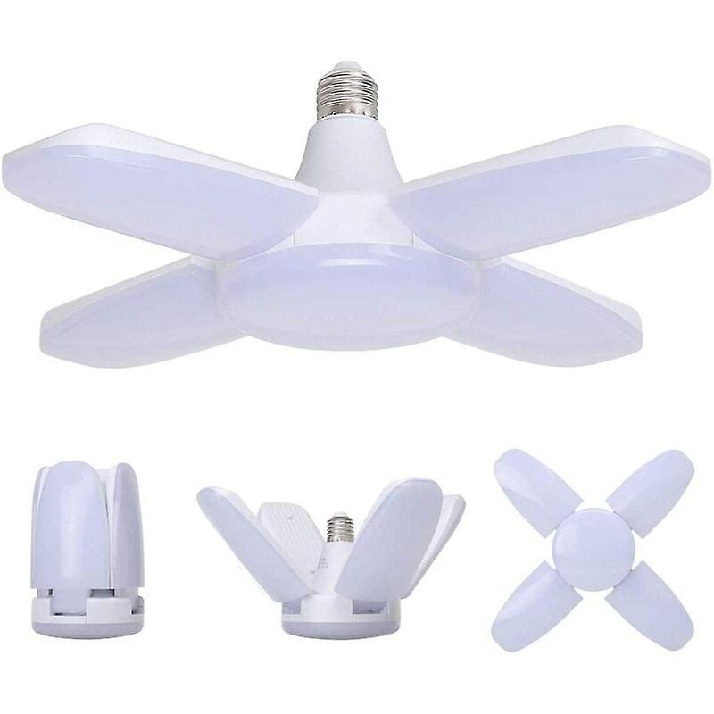 60W LED Garage Light, E27 Security Ceiling Light, Adjustable 4 Panel Deformable Workshop Light, Super Bright Daylight for Garage, Warehouse, Workshop,