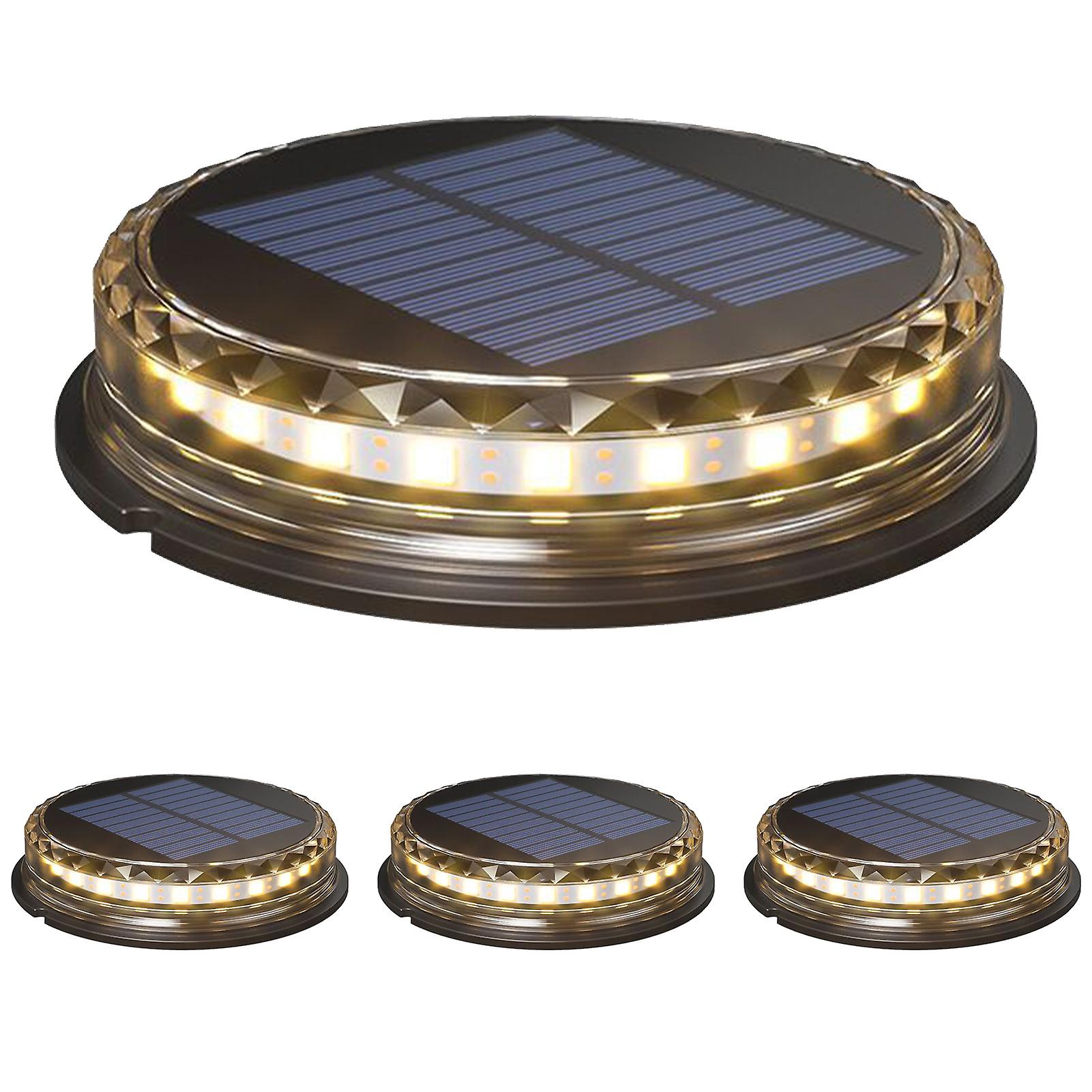 4pcs Solar Ground Lights Led Warm Light Outdoor Solar Disk Lights