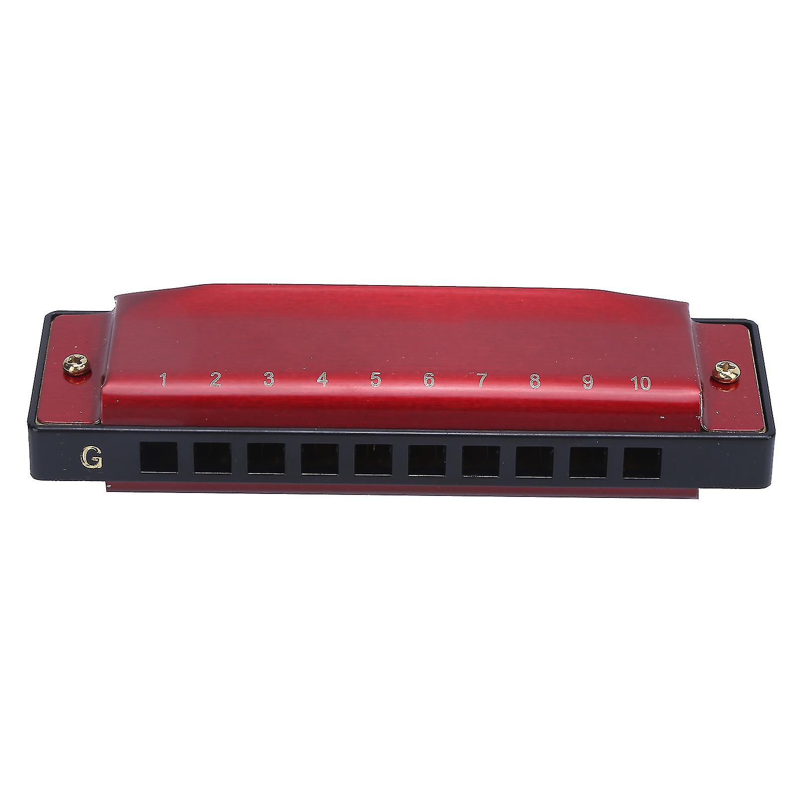 10 Hole 20 Tone Harmonica in G Key with Red Cloth and Box