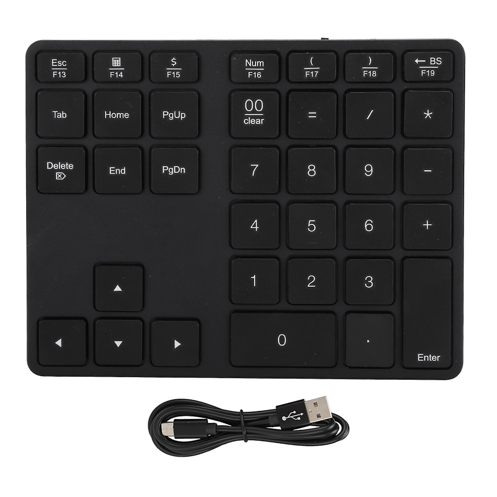 Rechargeable Wireless Numeric Keypad - BT308, 35 Keys, Bluetooth 5.0, Ultra Thin, Black