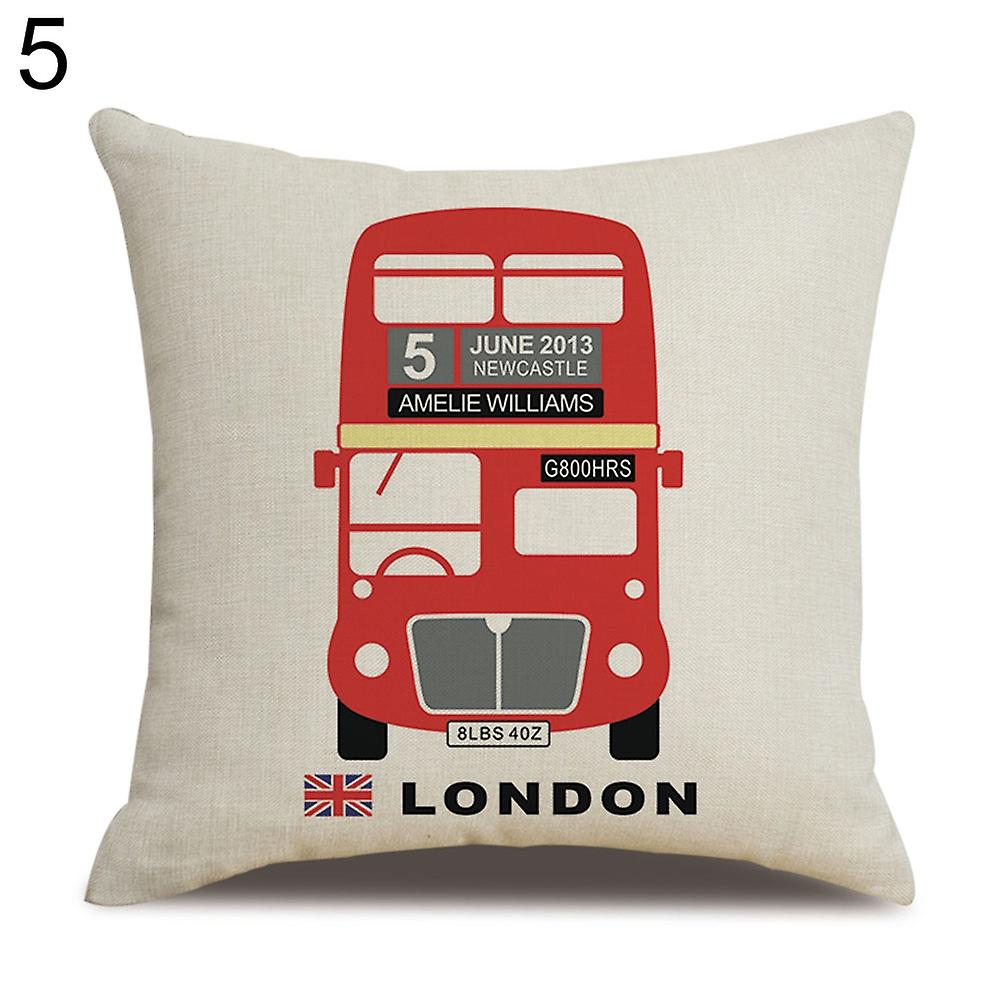 London Characters Flag Bus Linen Cushion Throw Pillow Cover Case Pillowcase