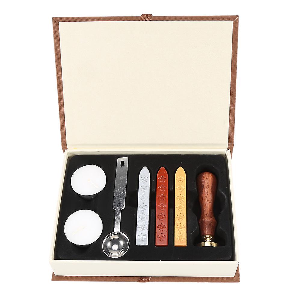 Vintage Alphabet Sealing Wax Stamp Set with Candle Spoon with Wooden Handle (S)
