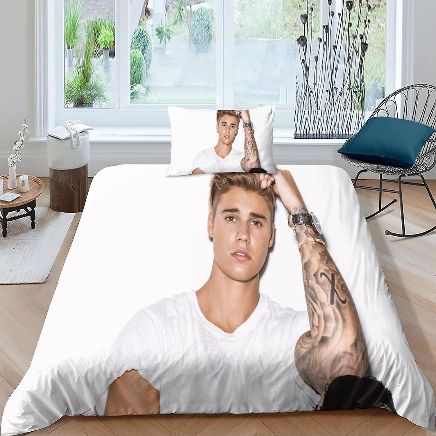 Justin Bieber Bettbezug Set 3D Printe Bettwäsche Chanteurs Pop Quilt Bezug, weiche Mikrofaser Jungen Und Mädchen Single