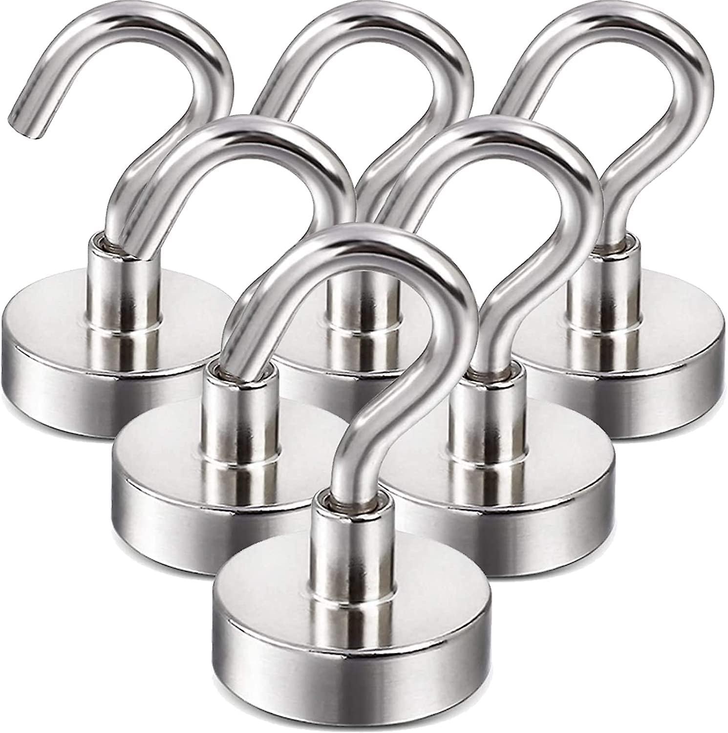 Magnetic Hooks, (6 Pack-Plate with Nickel), 25Lbs Strong Heavy Duty Cruise Magnet S-Hooks for Class