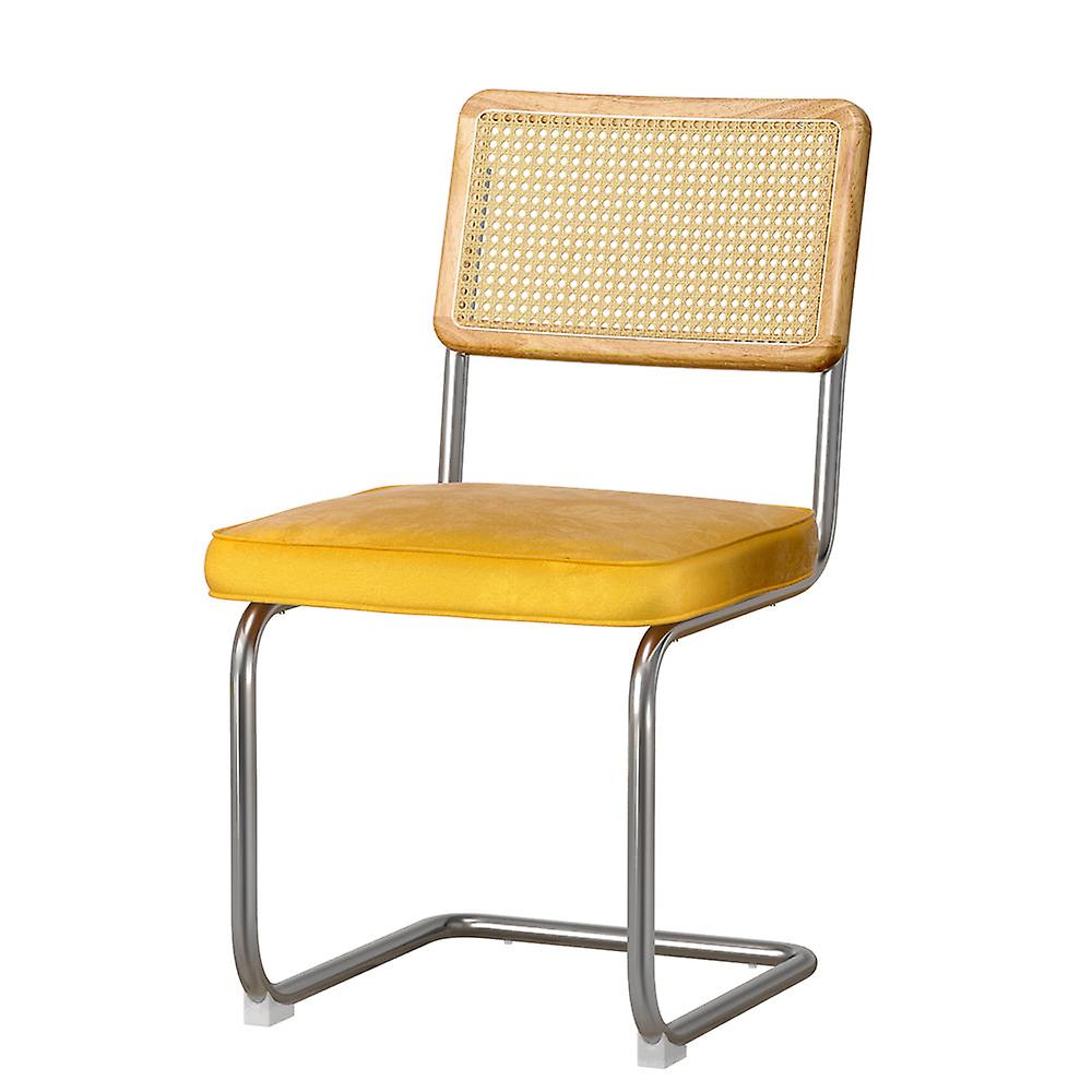 Ensemble de 2 chaises de salle à manger cantilever en velours jaune Artiss