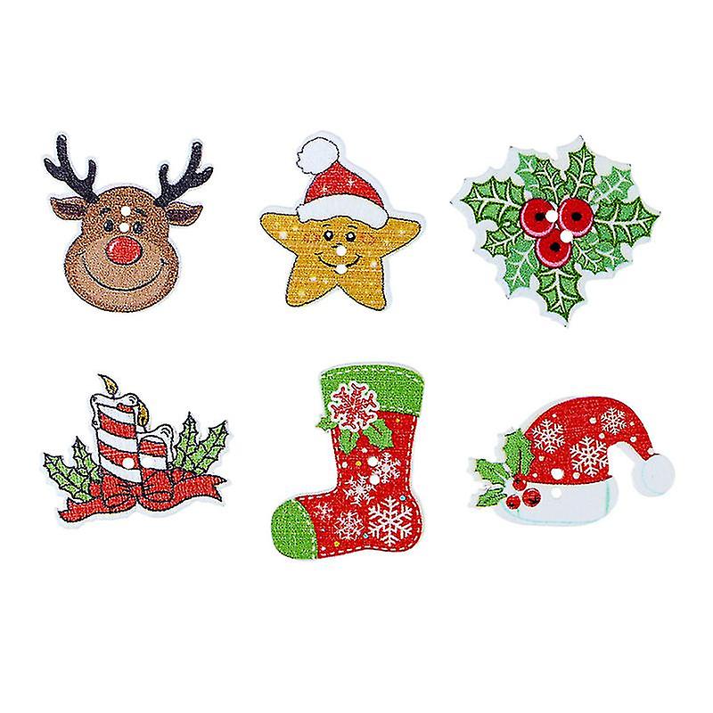 100pcs Christmas Buttons